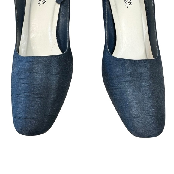 Navy Silk Shantung Pumps Heels 8 - Picture 3 of 13